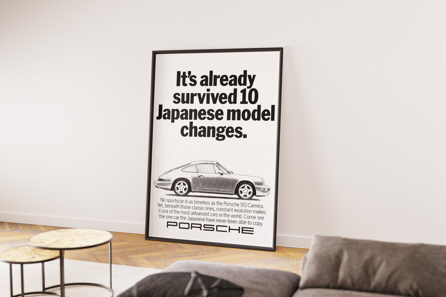 Porsche "It's Already Survived 10 Japanese Model Changes" Poster